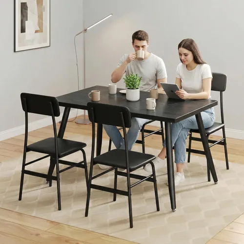 Miniatura 4 de Gizoon Juego de mesa de comedor para 4, moderno juego de mesa y sillas de cocina de 5 piezas, espacio pequeño Comedor de 4 Sillas y Mesa, marco