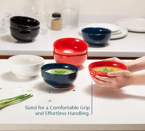 Miniatura 3 de KooK Tazones de sopa, cuenco para cereales, cerámica, cuencos para cocina, microondas, lavavajillas y congelador, platos de porcelana para pasta