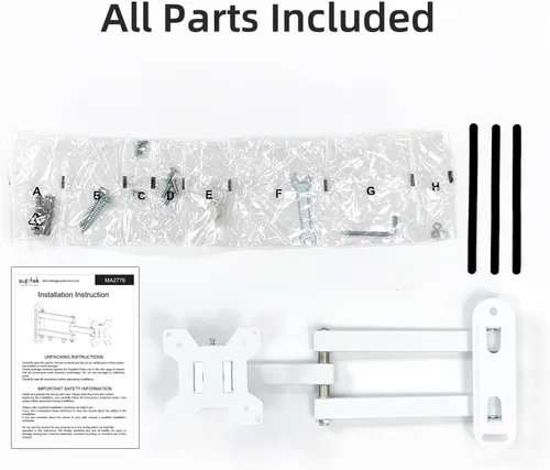 Miniatura 8 de Suptek - Soporte de pared para TV de movimiento completo para la mayoría de televisores y monitores de 13 a 30 pulgadas, televisores planos y Blanco