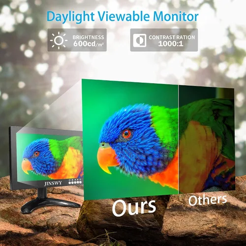 Miniatura 7 de Mini monitor de seguridad de 8 pulgadas, pantalla de metal portátil de 1280 x 720, entrada HDMI/VGA/AV/BNC, altavoces integrados y control remoto