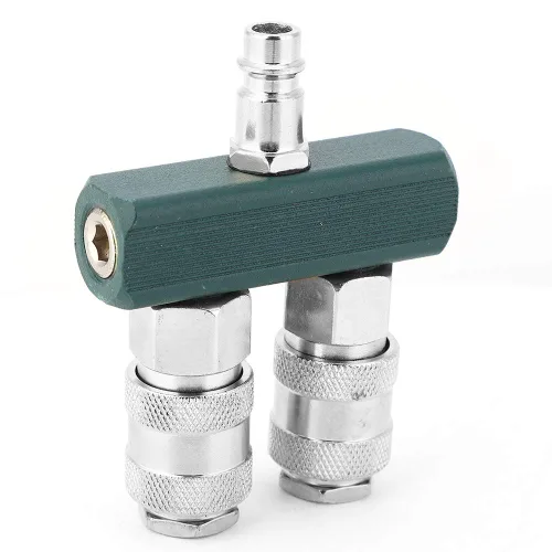 Miniatura 7 de Divisor de manguera de aire, adaptador de compresor de aire de 2 vías de alta calidad con rotación de 360 grados para herramientas neumáticas