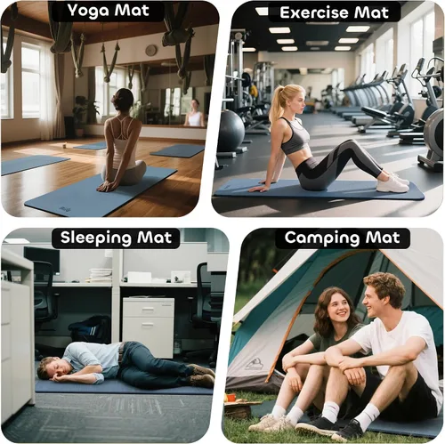 Miniatura 7 de Tapete de yoga antideslizante de TPE para mujeres y hombres, tapete de entrenamiento de doble cara de 72 x 24 pulgadas para gimnasio en casa