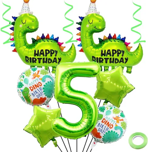 Miniatura 10 de Globos de cumpleaños de dinosaurio número 2, globo de aluminio de aluminio con el número 2 para fiestas temáticas de dinosaurios, decoración