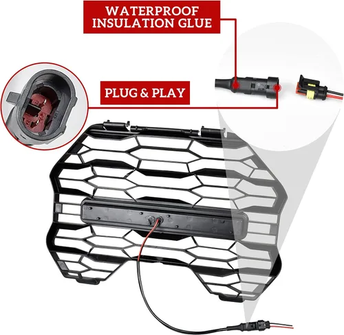 Miniatura 5 de SAUTVS Parrilla de malla frontal con barra de luz LED para Can-Am Commander 2021+, rejilla de malla negra con barra de luz LED para Can Am Commander