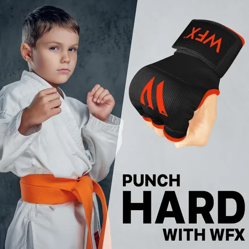 Miniatura 5 de WFX - Guantes de mano para niños y jóvenes de boxeo, interiores, con acolchado de gel, elásticos, para debajo de los guantes, puños para deportes