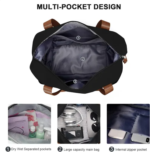 Miniatura 4 de Bolsa de viaje para mujeres y hombres, bolsa de fin de semana, T8-blackbrown