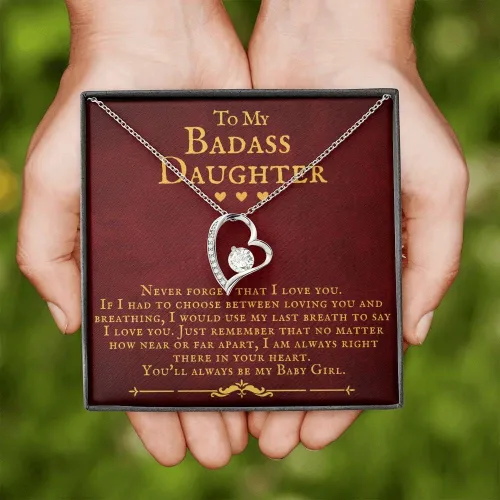 Miniatura 6 de ZILORRA Collar para hija con texto en inglés "To My Badass", regalos para padre e hija, regalo de cumpleaños para hija, graduación, Navidad, San