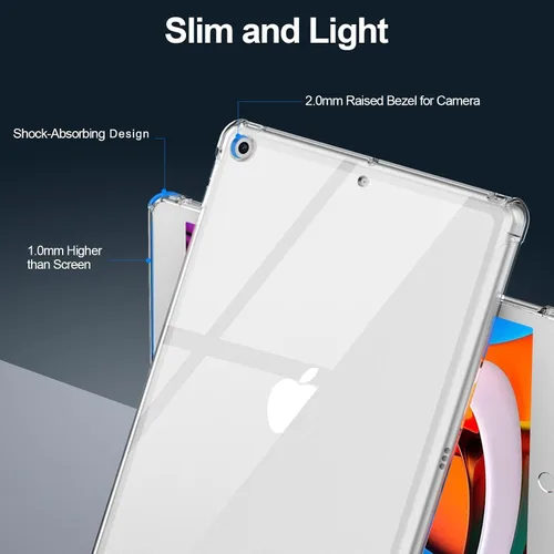 Miniatura 5 de Funda para iPad de 9ª/8ª/7ª generación para iPad 10.2 2021 y 2020 y 2019, transparente, transparente, a prueba de golpes, funda protectora de TPU