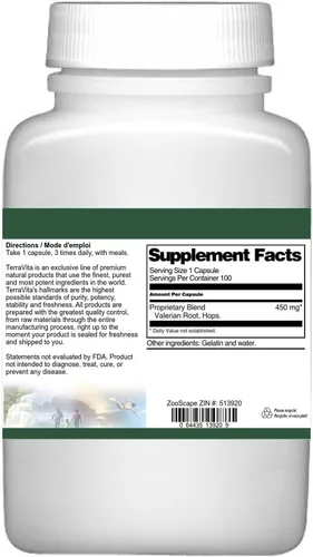 Miniatura 3 de Combinación de Valeriana y Lúpulo - 450 mg (100 Cápsulas, ZIN: 513920)