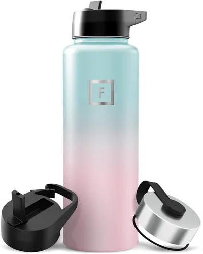 Miniatura 74 de IRON °FLASK Frasco de hidratación para acampar y senderismo con pajilla, botella de agua deportiva de acero inoxidable con aislamiento de boca Dark