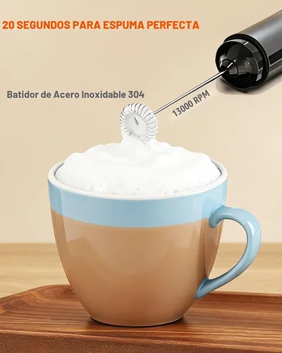 Miniatura 7 de Espumador de leche recargable con cubierta, fácil de llevar, mezclador de bebidas de mano, varita espumadora eléctrica para café, café con leche
