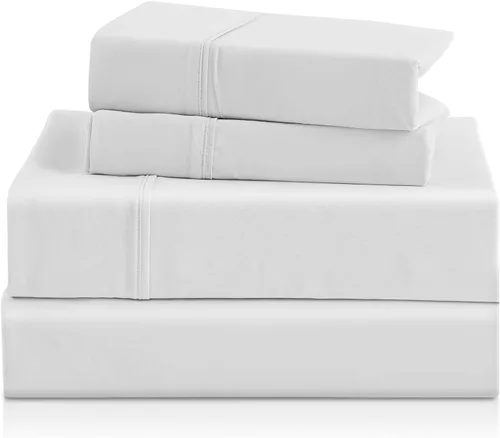 Miniatura 65 de CozySmile Juego de sábanas transpirables y refrescantes, sábanas de lujo de 4 piezas con bolsillo profundo para cama de tamaño matrimonial, se Beige