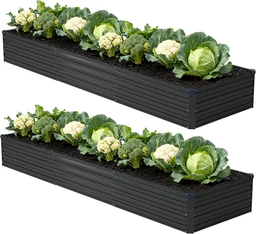 Miniatura 14 de Foxlang 4x3x1 pies (2 paquetes) Cama de jardín elevada galvanizada, juego de jardinera al aire libre de metal para patio, caja de maceta