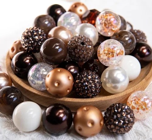 Miniatura 18 de Perlas de goma de burbujas de 20 mm para bolígrafos, perla de 20 mm para artículos ensartados, perlas acrílicas de 20 mm para manualidades, 50