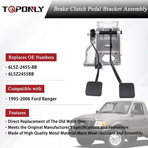 Miniatura 3 de TQPONLY conjunto de soporte de pedal de embrague de freno con bujes montados Compatible con Ford Ranger 1995-2006 Reemplaza 6L5Z2455BB