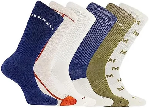 Merrell Calcetines acolchados reciclados para hombres y mujeres, unisex, paquete de 6 pares, banda de soporte de arco y gestión de la humedad