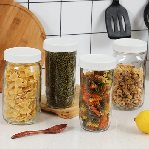 Miniatura 6 de AOZITA [Paquete de 10] Tapas de Boca Ancha para Tarros Mason de Ball, Kerr y Más - Tapas de Almacenamiento de Plástico Blanco para Tarros Mason