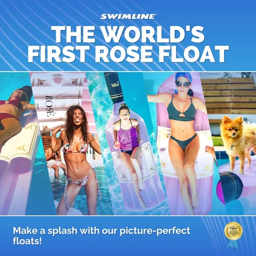 Miniatura 7 de SWIMLINE Flotador Inflable para Piscina Tumbona Balsa Colchón, Colchoneta Divertida, Edición Clásica Rosé, Rosa Botella de rosa