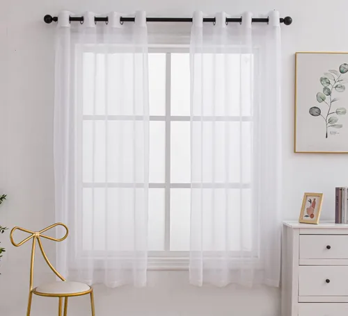 Miniatura 62 de PI - Cortinas traslúcidas con paneles pequeños, cortina transparente para ventana de cocina, mirador, 2 paneles