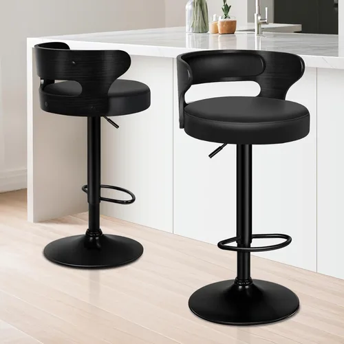 ALFORDSON Juego de 2 taburetes de bar, taburetes de bar giratorios de altura ajustable para encimera de cocina, modernas sillas de bar tapizadas de