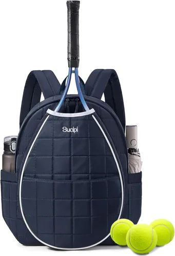 Miniatura 23 de Sucipi Bolsas de tenis para mujeres, Mochila bolsa acolchada para raqueta de tenis para raqueta de tenis, palas de pickleball, bádminton Negro