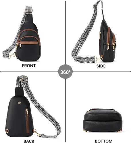 Miniatura 9 de BOSTANTEN Bolso bandolera pequeño para mujer, bolso cruzado de cuero, riñonera, bolsa de pecho para viajes