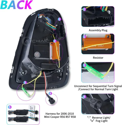 Miniatura 5 de Conjunto de luces traseras para Mini Cooper 2007-2013 y Coopers Hatchback R56 R57 R58 R59 Union Jack luces traseras con luz de señal de giro