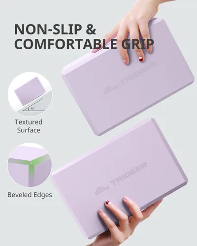 Miniatura 6 de Trideer - Bloques de yoga (paquete de 2), bloques de espuma suave antideslizantes con bordes biselados para alineación y estiramiento en yoga
