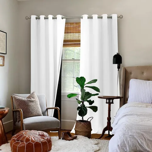 Miniatura 2 de BGment - Cortinas con aislamiento térmico para habitación, 100 % opacas, con forro negro, cortina de doble capa con ojales, reduce el ruido