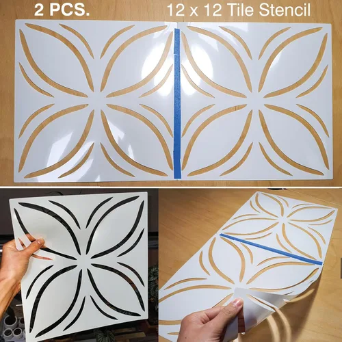 Miniatura 2 de 2 piezas plantillas de pintura de azulejos de 12" x 12" para paredes y pisos - Reutilizables - Plantillas para pintura - Plantilla para decoración