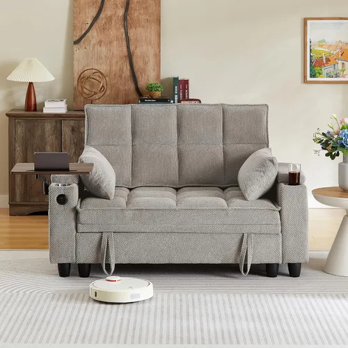 Miniatura 10 de hansones Sofá biplaza moderno de terciopelo de 55 pulgadas con patas de metal dorado y bolsillos laterales, respaldo copetudo, perfecto para sala