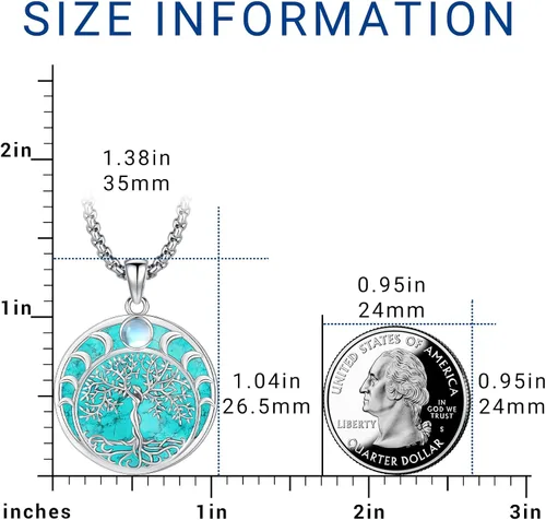 Miniatura 112 de Joyas de turquesa para mujeres y hombres de plata de ley 925 con colgante de urna para cenizas, collar con medallón de imagen, martillo de Thor