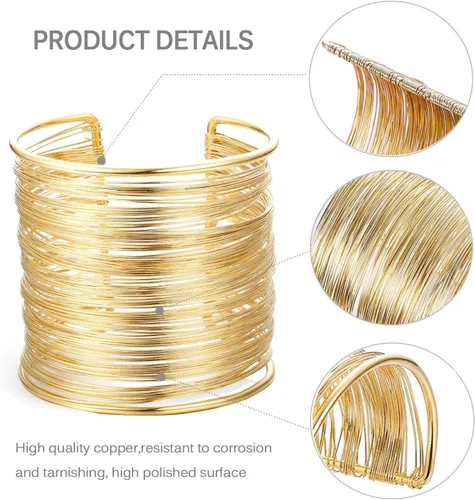 Miniatura 2 de RIOSO 4 Pcs Cuff Bangle Bracelet for Women Open Wide Wire Bracelets Wrist Cuff Wrap Bracelet