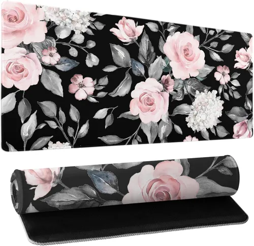 Miniatura 34 de Alfombrilla de mouse XXL para juegos grande, color rosa Sakura Death Life, alfombrilla de escritorio extendida, base de goma antideslizante de 35.4