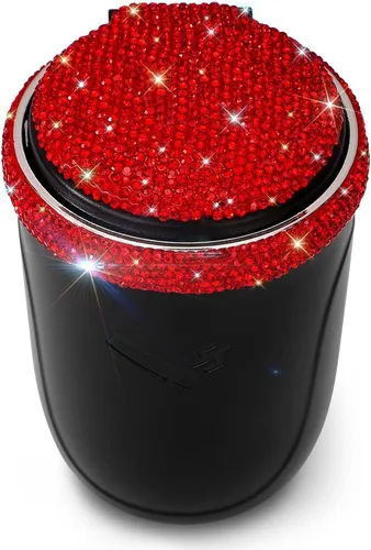 Miniatura 10 de SAVORI Cenicero de automóvil para mujeres y hombres, portavasos, portátil, sin humo, con indicador de luz LED azul, accesorios para automóvil (rosa)
