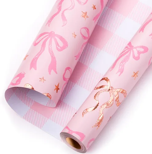 Miniatura 14 de MAYPLUSS Rollo de Papel de Regalo, Papel de Regalo con Bandera a Cuadros Azul y Blanco, Papel de Regalo Reversible para Patinadores y Carreras