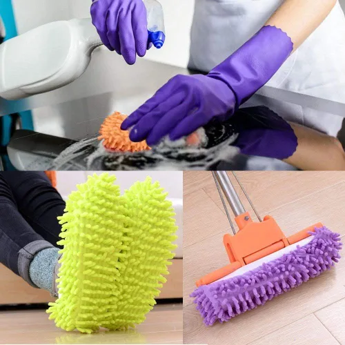 Miniatura 6 de 10 pantuflas de microfibra reutilizables para mujer, lavables, 5 pares de zapatos para limpieza de pisos, calcetines de fregona para limpiar