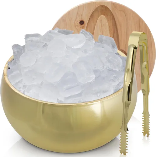 Miniatura 8 de Gusto Nostro Cubo de hielo aislado de 4.1 L con tapa y pinzas, cubo de hielo de acero inoxidable de doble pared grande, sin BPA para bar