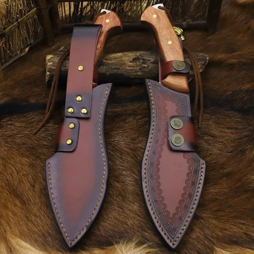 Miniatura 9 de BA-KOR (Survivor III) Cuchillo fijo de 35.5CM (14.2") de acero DC53 con tanga completa de 10mm engrosada + funda de cuero y encendido de cerio