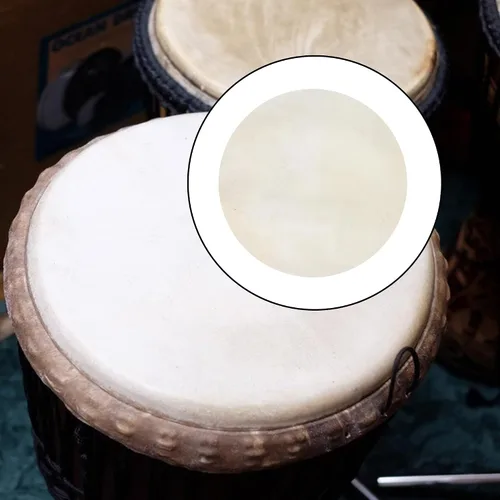 Miniatura 6 de 13.8 in de diámetro de piel de cabra redonda cabeza para tambor bongo piezas beige paquete de 2