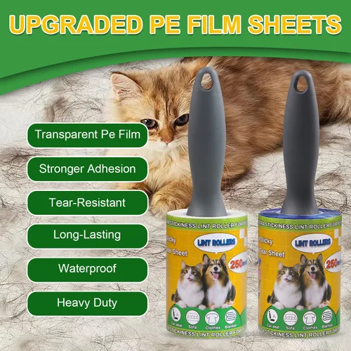 Miniatura 3 de Rodillo de pelusa para mascotas, paquete económico de 250 hojas, removedor de pelusa extra adhesivo para perros y gatos, ropa, muebles, sofás, Blanco