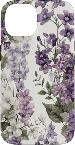 Miniatura 4 de Funda para iPhone XR White Violet Purple Lavender Lilac Floral con flores botánicas