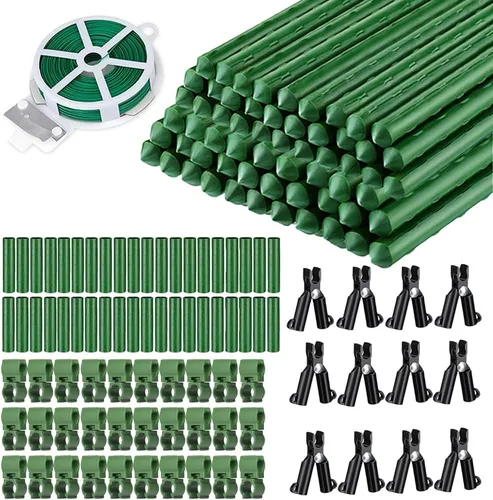 Estacas de jardín de 7/16 pulgadas, 60 estacas de 16 pulgadas para plantas de bricolaje de 3 pies, 4 pies, 5 pies y 6 pies, estaca de soporte para