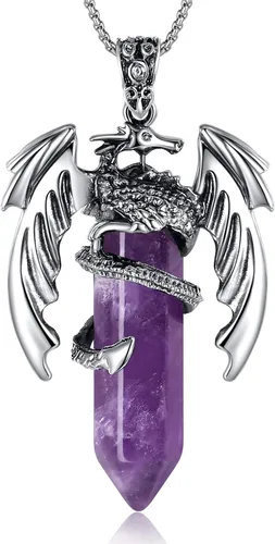 MAIBAOTA Collar de dragón para hombres y mujeres, collar de cristal, collares geniales para hombre, joyería de dragón, collar de piedras preciosas