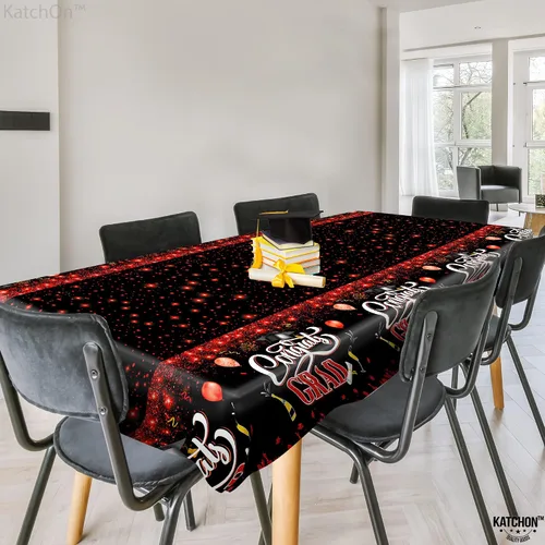 Miniatura 3 de KatchOn Decoraciones de graduación rojas y negras 2026 – XtraLarge 108 x 54 pulgadas, paquete de 3 Mantel de graduación de felicitaciones