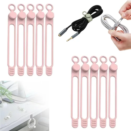 Miniatura 11 de Bridas de silicona para cables, organizador de cables de silicona, organizador de cables reutilizable, organizador de cables multiusos para viajes