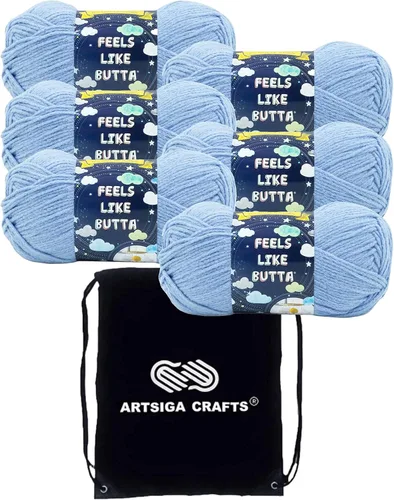 Miniatura 14 de Lion Brand Feels Like Butta Rainy Day 215-99 (3 madejas - mismo lote de tinte) estambre medio #4 poliéster para tejer con gancho y agujas con bolsa