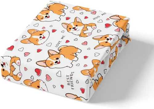 Miniatura 5 de Feelyou Juego de sábanas Kawaii Corgi para niños pequeños, juego de ropa de cama para niños y niñas, diseño de caricaturas, cachorro, perro, sábana