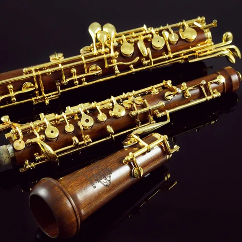 Miniatura 4 de Rochix Oboe Professional Performance Level RHG13 Cuerpo de secuoya chapado en oro semiautomático tono C con 2 cañas, 1 paño de limpieza, 1 hisopo