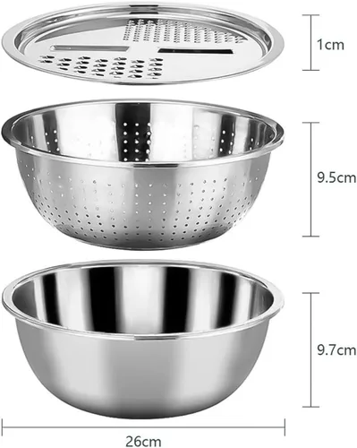Miniatura 3 de DOITOOL Colador 3 en 1 de cocina multifuncional ralladores de verduras cortador y rallador con cesta de drenaje de acero inoxidable y lavabo